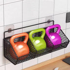 Black Wall-Mounted Wire Storage Basket with Open Front in Two- or Three-Grid Width Options