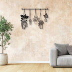 Metal Flower Wall Art Rustic Farmhouse Decor, Minimalist 3D Floral Wall Sculpture for Living Room Bedroom Bathroom Dining Room