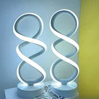Spiral LED Table Lamp with Dimmable Push-Button Control, Modern Metal Base and Six Black or White Configuration Options