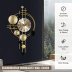 Golden Metal Art Wall Clock with Asymmetrical Circular Accents, Analog Dial and 30.7 x 17.7-Inch Size