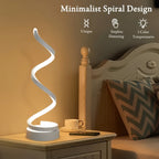 Dimmable Spiral Table Lamp with Touch Control & USB-C Charging Port, 3-Way Brightness Bedside Nightstand Lamp, Modern Minimalist LED Desk Lamp for Bedroom Living Room, Black & White
