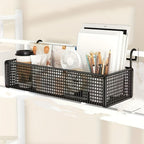 Over Door Hanging Basket Storage Rack - Woven Mesh Metal Organizer Shelf for Bedroom Dorm Wardrobe Closet
