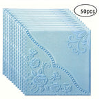 Fifty-Piece Embossed Floral-Curve Wall Tile Sticker Set with 35 cm Square Panels in Four Colors