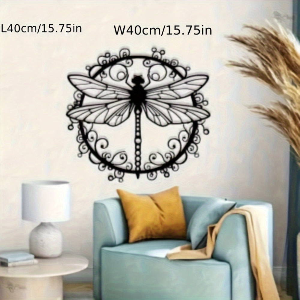 Metal Dragonfly Wall Art, Black Iron Dragonfly Wall Decor, Intricate Animal Print Design for Garden, Patio and Yard Use