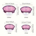 Food Storage Container Refrigerator Set with Three or Four Round Boxes, Flip Lids and Nested Capacities
