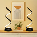 Dimmable Spiral Table Lamp with Touch Control & USB-C Charging Port, 3-Way Brightness Bedside Nightstand Lamp, Modern Minimalist LED Desk Lamp for Bedroom Living Room, Black & White