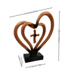 Resin Cross Ornament Wood Grain Love Design – Modern Decorative Cross Statue for Home Office Desktop, Mother's Day Valentine's Day Gift, Tabletop Spiritual Decor Figurine