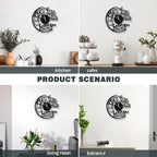 Coffee-Themed Vinyl Record Wall Clock with Cutout Lettering and Standard or LED Light Configuration