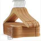 Solid Wood Clothes Hangers, 10/20/30 Pack Champagne Sturdy Wooden Coat Hangers for Jackets, Dresses & Heavy Coats