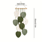Bohemian Wall Hanging Tapestry Handmade Green Leaf Design – Natural Acrylic Wall Art for Living Room Bedroom Office Home Decor