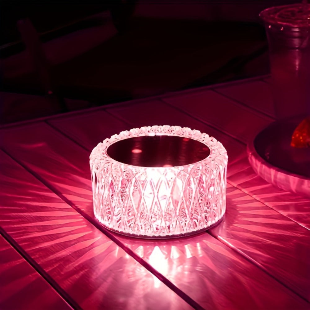 RGB LED Desk Lamp 16 Color Crystal Effect - Portable Battery Powered Night Light with Remote & Touch Control