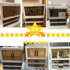 Modular Makeup Storage Cabinet with One or Two Doors, Two Transparent Drawers and White-Gold Trim