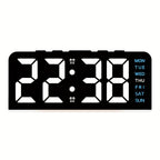 Purple-Accent LED Desk Alarm Clock with Time, Weekday and Date Display, Four Brightness Levels and USB Power