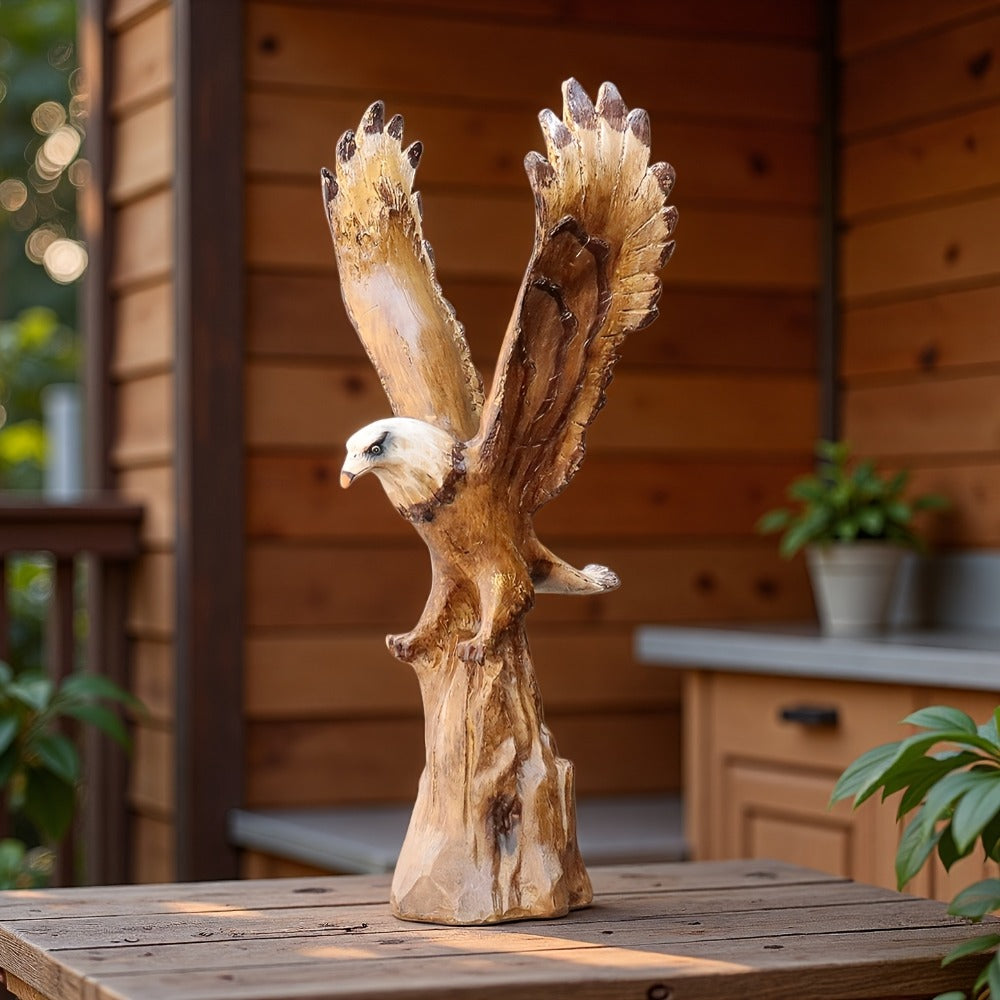Eagle Statue 15.5-Inch Lifelike Resin Sculpture, Majestic Bald Eagle Figurine for Outdoor Garden, Patio, Yard & Indoor Home Decor — Classic Wildlife Art Accent, Housewarming & Holiday Gift