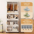 Folding Wardrobe Storage Cabinet on Wheels with Magnetic Door, Hanging Rod & Shelves – 25.6" Wide Portable Closet Organizer
