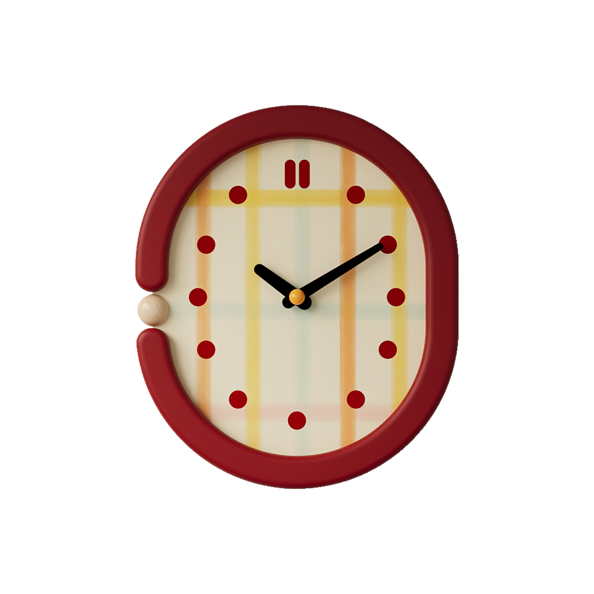 Red Grid Wall Clock