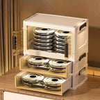 Modular Makeup Storage Cabinet with One or Two Doors, Two Transparent Drawers and White-Gold Trim