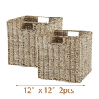 Water Hyacinth Storage Baskets with Seagrass and Paper Rope Options in 2- or 4-Pack Cube Sizes