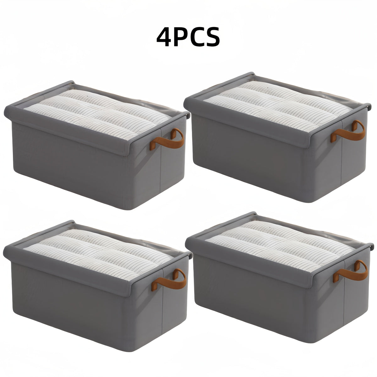Foldable Fabric Storage Bins with Clear Top Lids and Handles in Four- or Six-Piece Color Sets