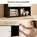 Storage Cabinet Modular Magnetic-Door Organizer with Three or Four Tiers and Two Capacity Options