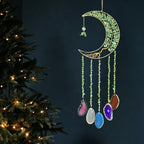 Moon Agate Tree Hanging Ornament Handmade Boho Suncatcher Wall Decor - Crystal Window Sun for Entryways, Bedrooms and Living Spaces