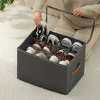 Oxford Fabric Shoe Storage Organizers with Adjustable Dividers and Clear Lids in Two- or Four-Piece Packs