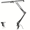 Dual-Head LED Desk Lamp with 28-Inch Light Bars, Clamp Base, USB Controller and Three Color Modes