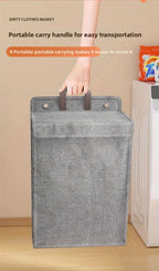 Wall Mounted Laundry Hamper Foldable Oxford Cloth with Lid | Space Saving Clothes Storage Basket for Bedroom Bathroom Living Room | Large 22x15 Inch Multi-Purpose Organizer Gray