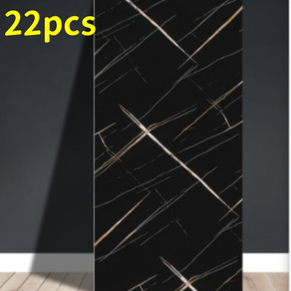 Self-Adhesive PVC Wall Sticker 22pcs Peel and Stick Marble Boho Wallpaper 11.81x23.62in Oil for Entryways, Bedrooms and Living Spaces