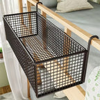 Over Door Hanging Basket Storage Rack - Woven Mesh Metal Organizer Shelf for Bedroom Dorm Wardrobe Closet