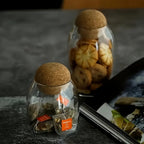 Glass Storage Jars with Cork Lid Set of 3 | 17oz 500ml Airtight Glass Containers with Spherical Cork Stopper | Kitchen Organizer for Tea Nuts Candy Spices Dried Flowers