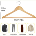 Solid Wood Clothes Hangers, 10/20/30 Pack Champagne Sturdy Wooden Coat Hangers for Jackets, Dresses & Heavy Coats