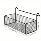 Over Door Hanging Basket Storage Rack - Woven Mesh Metal Organizer Shelf for Bedroom Dorm Wardrobe Closet