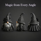 Gothic Gnome Figurine in Resin with Crescent-Marked Hat, Rose and Pentagram Details and 15 x 10cm Size