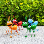 Garden Ant Sculptures 4-Pack — Rustic Iron Metal Yard Decor Figurines with Big Eyes, Halloween & Outdoor Patio Decoration, No Battery Needed