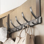 Over Door Hook Hanger with 5-6 Hooks, No Drill Metal Door Organizer for Hats Keys Bags Entryway Bathroom Bedroom