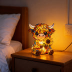 Highland Cow Desk Lamp USB Powered Cute Cow Night Light Handcrafted Sunflower Design Bedroom for Entryways, Bedrooms and Living Spaces