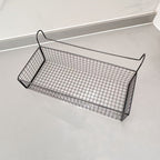 Over Door Hanging Basket Storage Rack - Woven Mesh Metal Organizer Shelf for Bedroom Dorm Wardrobe Closet