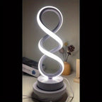 Spiral LED Table Lamp with Dimmable Push-Button Control, Modern Metal Base and Six Black or White Configuration Options