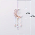 Dreamcatcher Moon Suncatcher Wall Hanging, Handmade Boho Wind Chime Pendant for Indoor Outdoor Garden