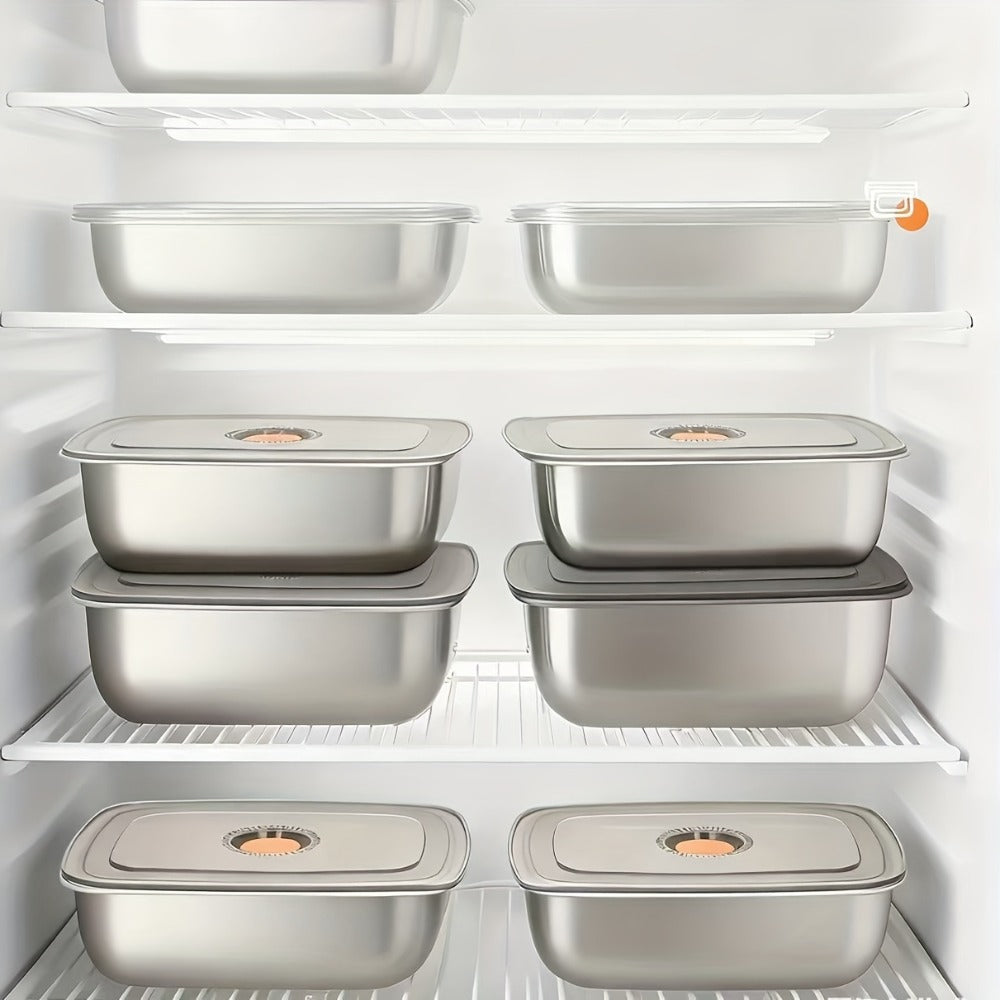 Stainless Steel Food Storage Containers, 6-Pack Airtight Stackable Meal Prep Containers with Lids – 40.58 oz Each, Heavy-Duty Lunch Box Set for Fridge, Freezer, Leftovers, Vegetables, Meat and Pantry
