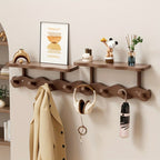 Bamboo Wall Mounted Coat Rack with 8 Hooks, Entryway Coat Hook Rack with Storage Shelf for Entryways, Bedrooms and Living Spaces