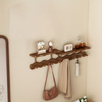 Bamboo Wall Mounted Coat Rack with 8 Hooks, Entryway Coat Hook Rack with Storage Shelf for Entryways, Bedrooms and Living Spaces