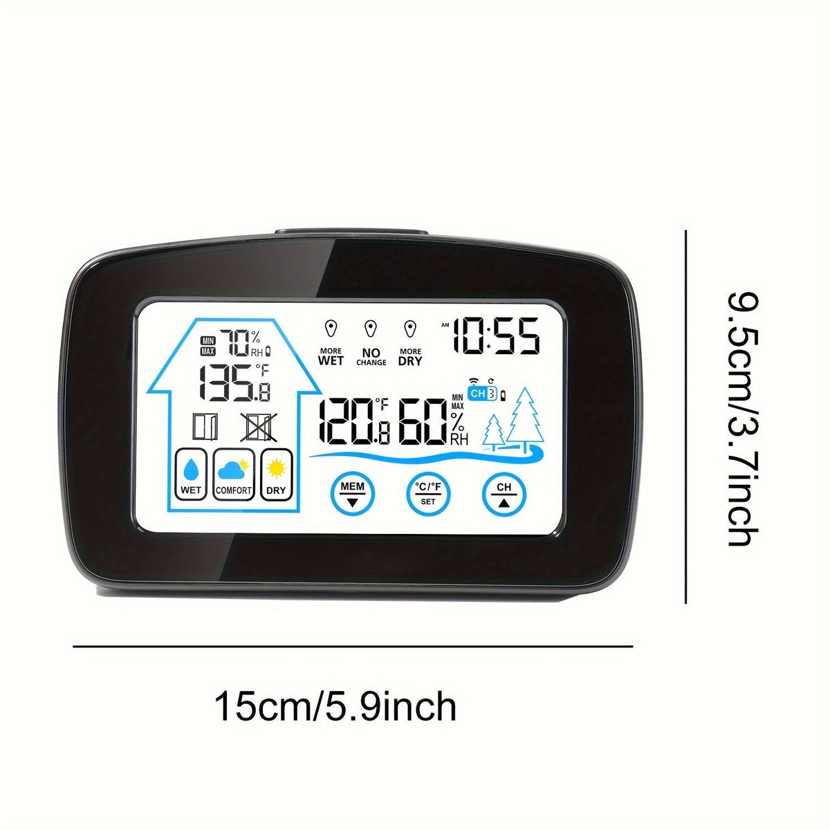 Digital Weather Station | Touch Screen Clock Thermometer Hygrometer