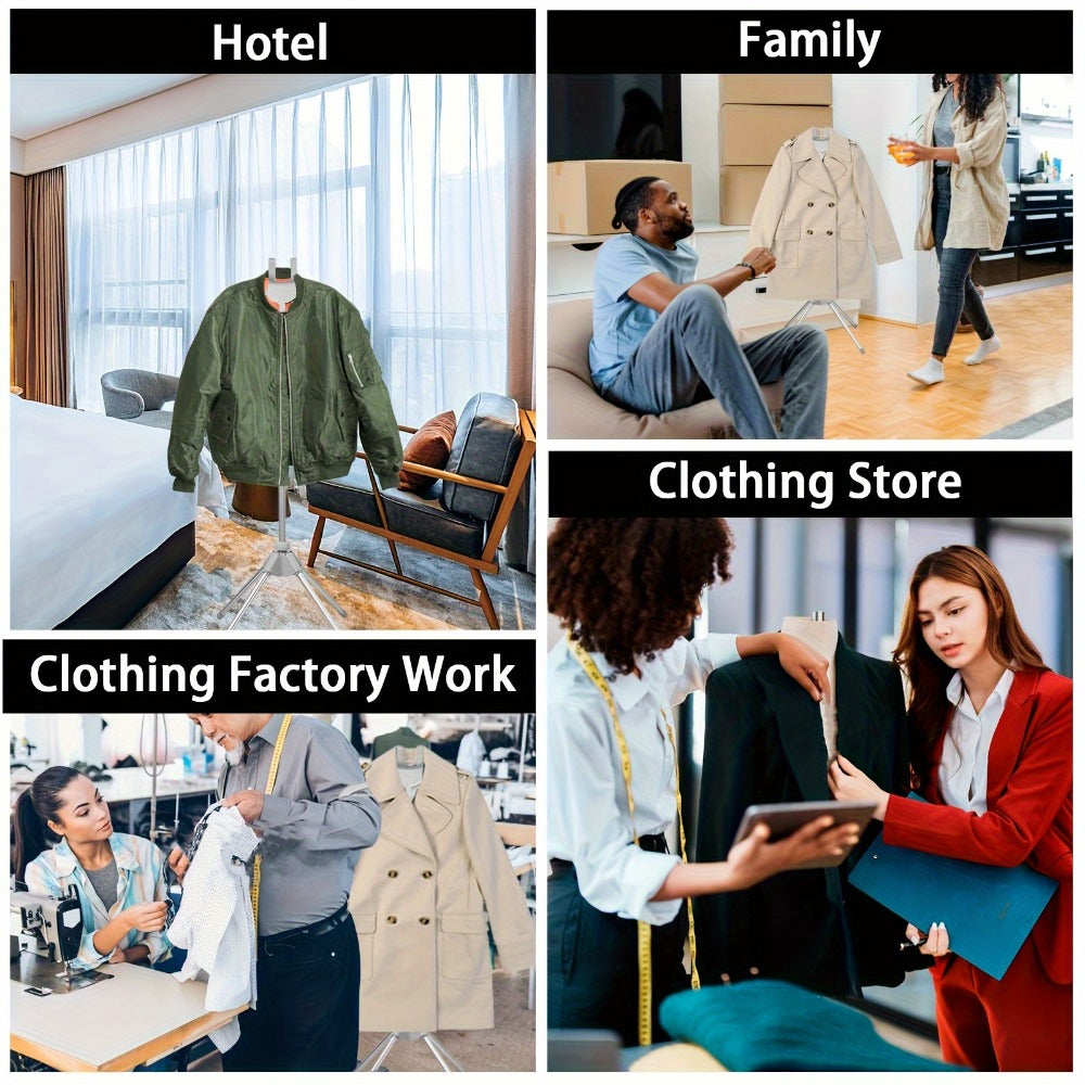 Telescopic Garment Drying Stand with Three Rotating Hanger Arms, Adjustable Height and Gray or Black Finish