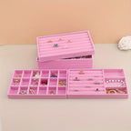 Stackable Jewelry Organizer Trays 6-Piece Set – Rectangular Multi-Compartment Drawer Inserts with Removable Dividers for Earrings, Rings, Necklaces & Bracelets – Tabletop Jewelry Display Case Storage