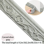 3D Self-Adhesive Foam Baseboard Wall Trim Sticker Waterproof Peel and Stick Carved Wallpaper Border Skirting for Home Decor White Silver Gray Copper Gold 4 8 12 Rolls