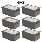 Foldable Fabric Storage Bins with Clear Top Lids and Handles in Four- or Six-Piece Color Sets