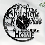 Coffee-Themed Vinyl Record Wall Clock with Cutout Lettering and Standard or LED Light Configuration