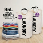 Tall 95L Laundry Basket Set with 14.96 x 31.1-Inch Fabric Bins in Single Gray or Two-Piece Color Options